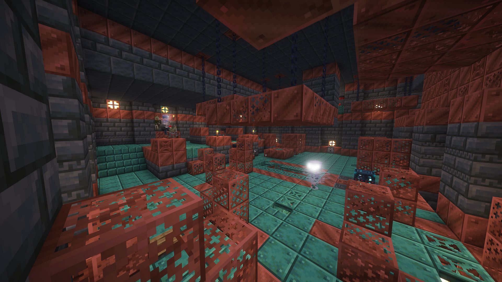 A trial chamber room with a bunch of mobs (Image via Mojang)